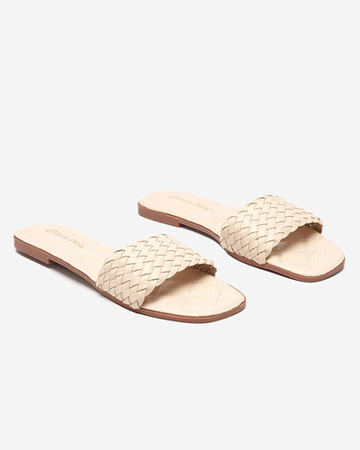 Dámské béžové pantofle s copánkovým pruhem Cocota - Obuv