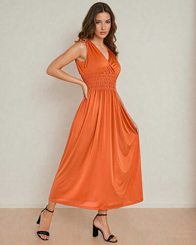 Royalfashion Hladké dámské midi šaty