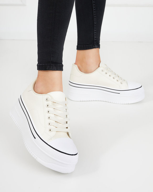 Жіночі кеди кремового кольору на платформі Aniel