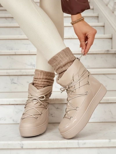 Royalfashion Dámské nazouvací boty a'la snow boots ve světle hnědé barvě Vevnose