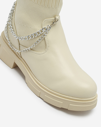 Бежеві жіночі черевики з верхом а'ля носок Foldaf- Footwear