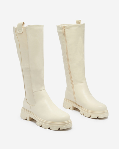 Кремові жіночі черевики до середини ікри Vebissa- Footwear