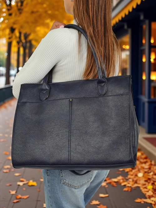 Жіноча сумка Eurydice Premium з блакитної екошкіри 41x31 см