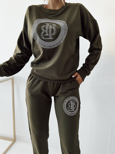 Royalfashion Темно-зелений жіночий світшот з цирконами