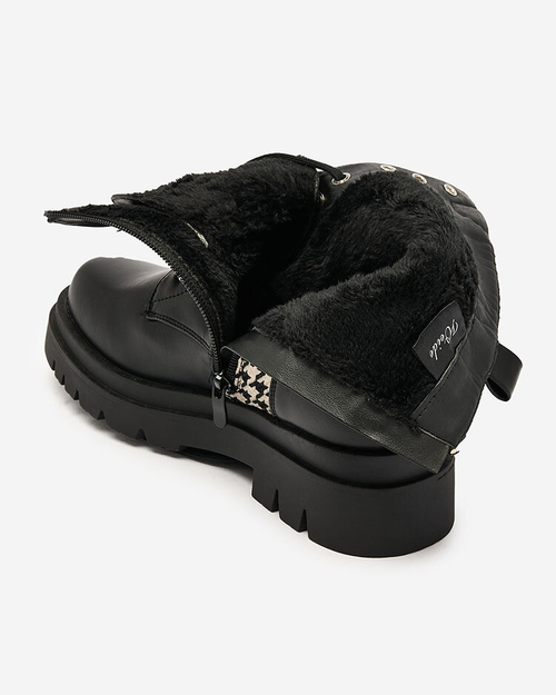 Чоботи Royalfashion Чорні жіночі зі вставкою з пепіта Zatafel