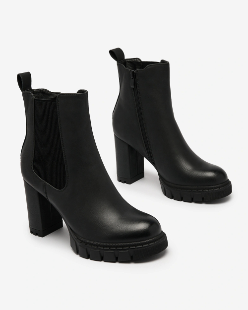 Royalfashion Чорні жіночі чоботи на високих підборах Seihay