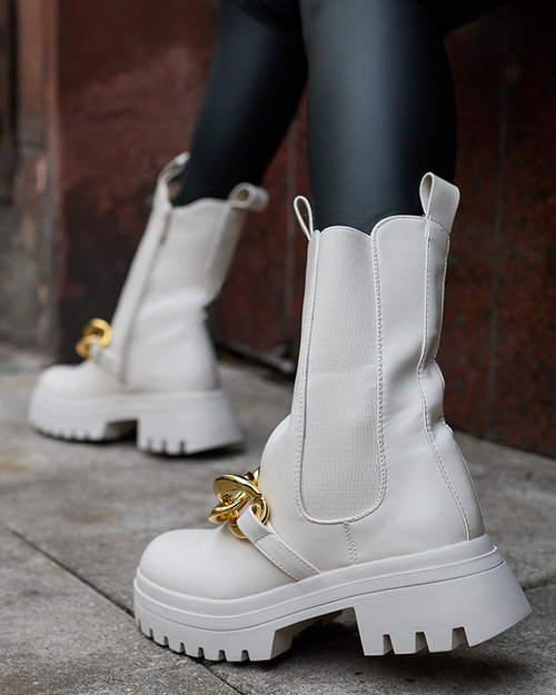 Жіночі черевики з ланцюжком бежевого кольору Evves- Footwear
