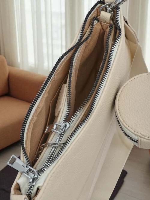 Жіноча шкіряна сумка Perseida Multi Beige з ланцюжком і сумочкою