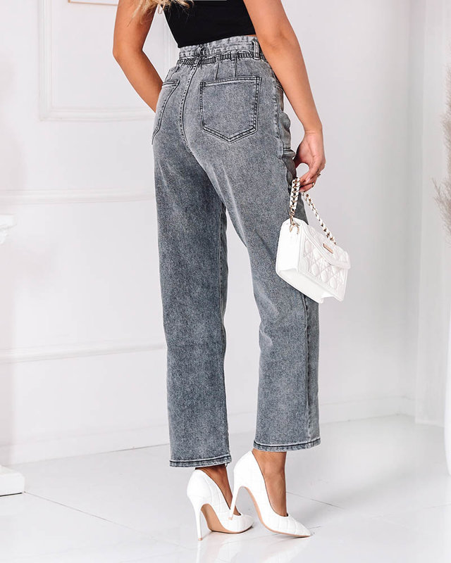Šedé dámské džíny s širšími nohavicemi - Oblečení