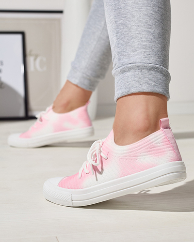 Жіночі біло-рожеві ребристі кросівки Manfer- Footwear