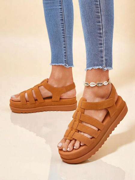 Dámské sandály Callista Camel na platformě Royalfashion ekologická kůže