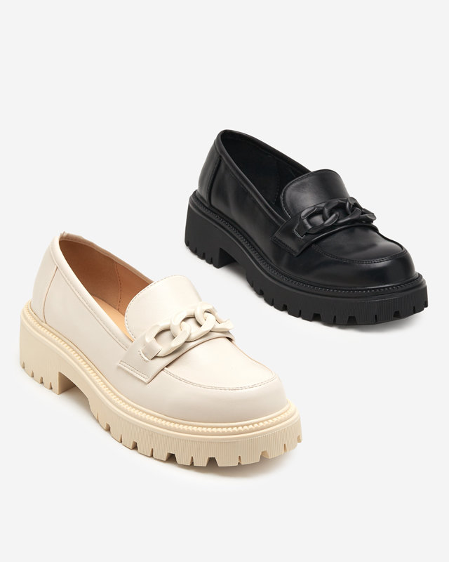 OUTLET Černé dámské boty z ekokůže s řetízkem Konera - Obuv