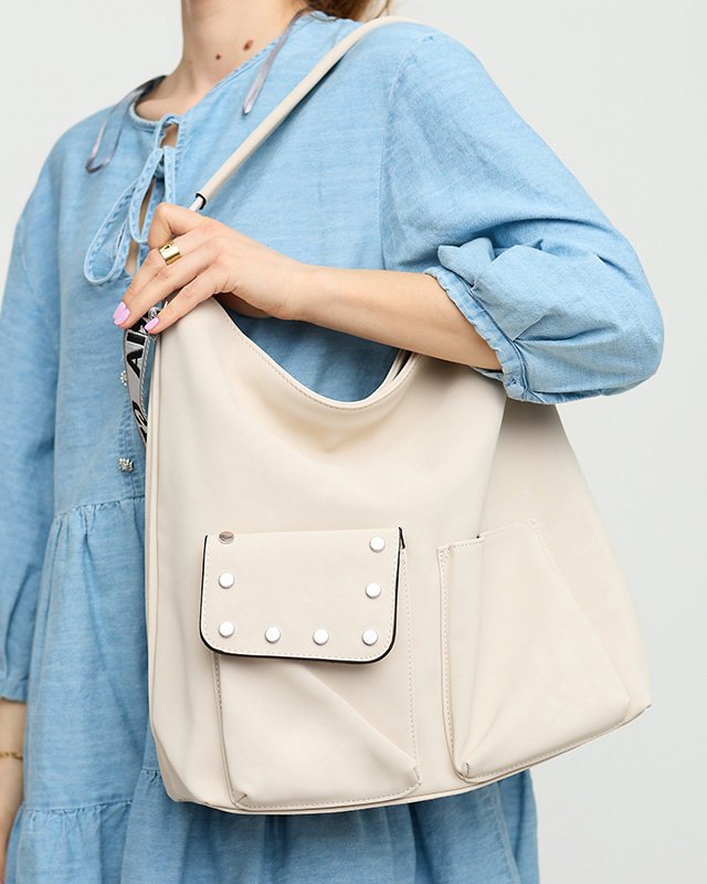Měkká shopper taška z matné ekokůže v béžové barvě - Doplňky