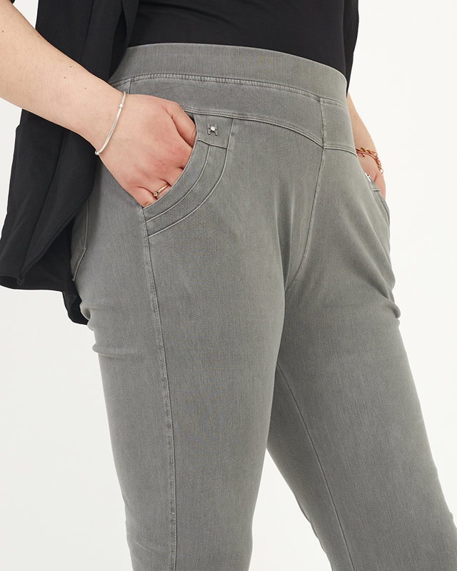 Šedé dámské treginy PLUS SIZE - Oblečení