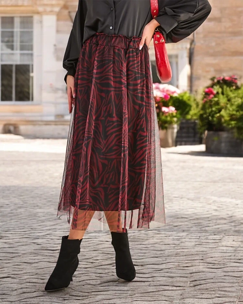 Роялфешн Візерункова жіноча міді-спідниця з тюлем