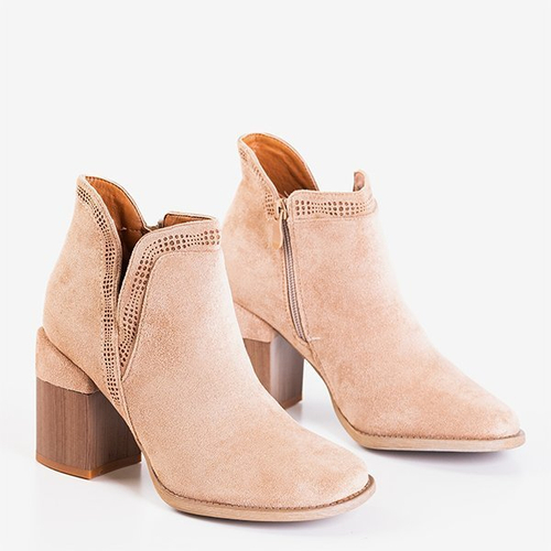 Світло-коричневі черевики на квадратному каблуці Lemere - Взуття