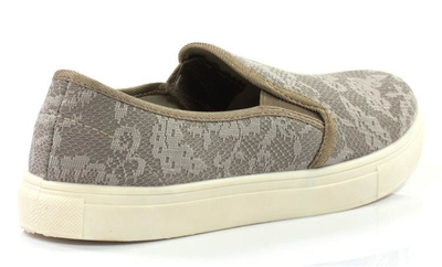 Szare, sportowe tenisówki slip on w kwiaty - Obuwie