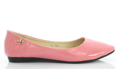 Różowe, lakierowane balerinki Meganno - Obuwie