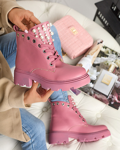 Рожеві жіночі чоботи з перлами Orilco - Взуття