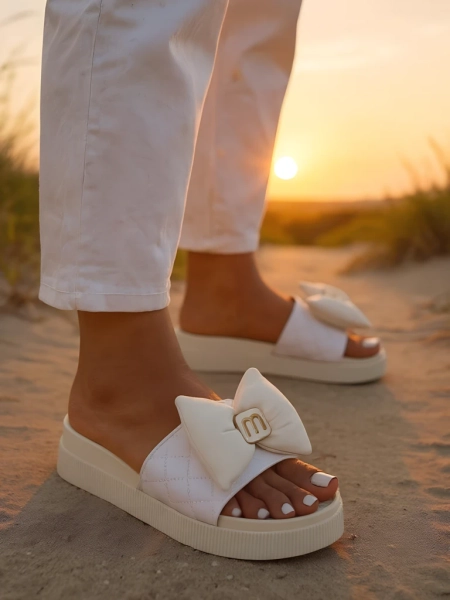 Royalfashion Dámské žabky na platformě s mašlí Mivo Jump