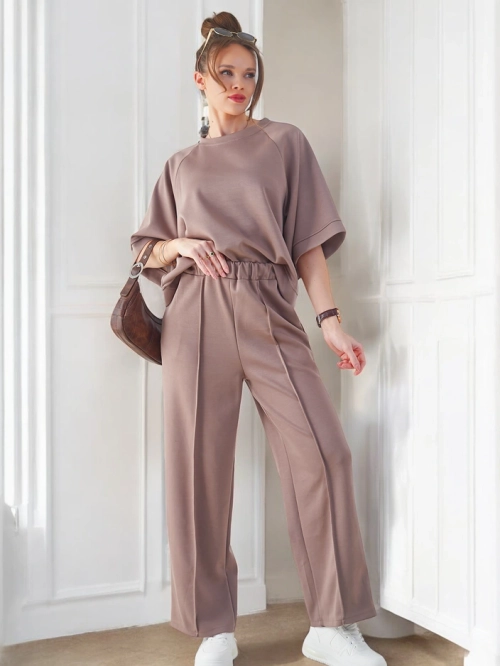 Royalfashion Жіночий комплект з короткими рукавами та широкими штанами