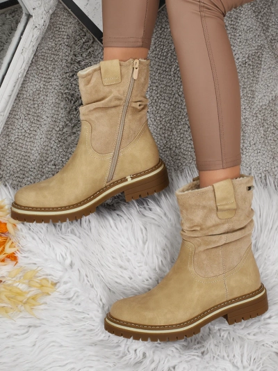 Vyšší dámské eko semišové kotníkové boty Liora