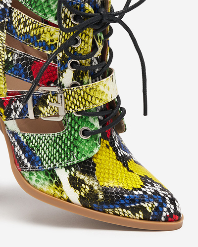 Зелено-жовті чоботи на стовпі з тисненням Adolic- Footwear