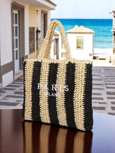 Royalfashion Велика солом’яна жіноча сумка Straw Stripe