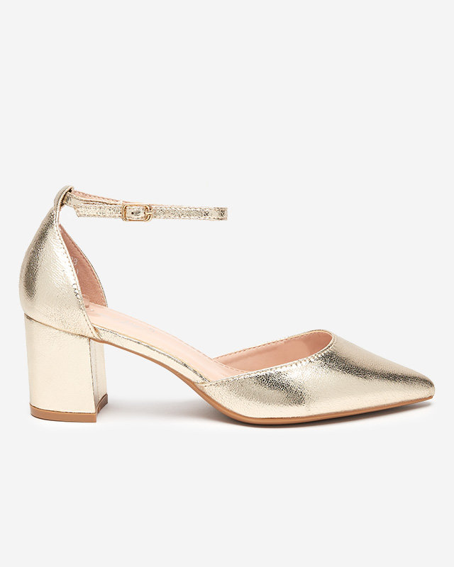 Dámské sandály na nízkém sloupku ve zlaté barvě Nerola - Obuv