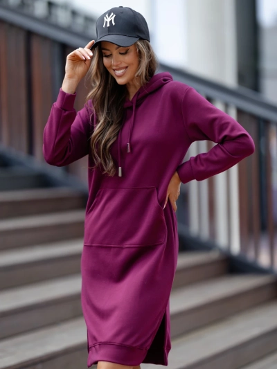 Royalfashion Teplákové viskózové šaty s kapucí