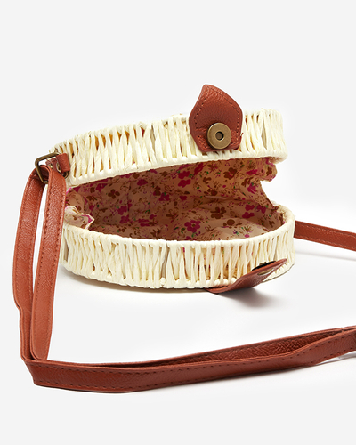 Кругла солом'яна сумочка кольору екрю