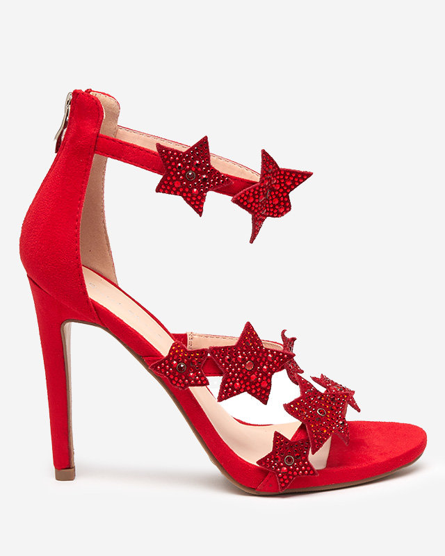 Červené dámské sandály na vysokém podpatku s hvězdami Stareli - Obuv