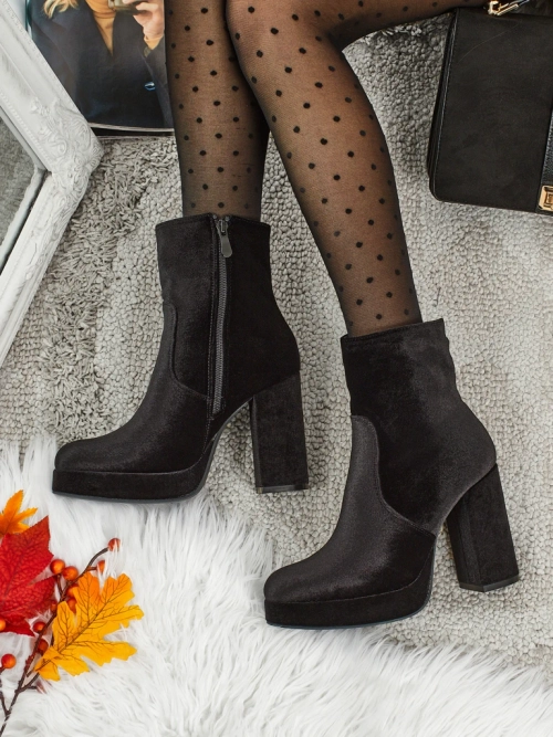 Ботильйони жіночі на підборах-стовпчику а-ля Велюр Miss