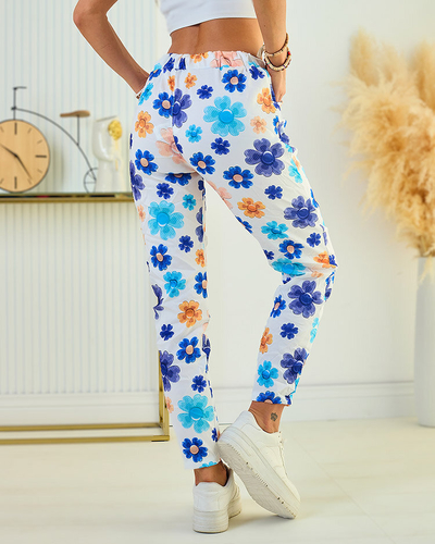 Royalfashion Dámské kalhoty z květované látky