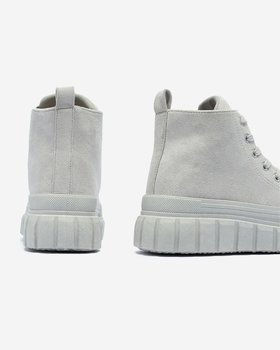 Світло-сірі жіночі спортивні черевики на шнурівці а-ля кросівки Netara - Взуття