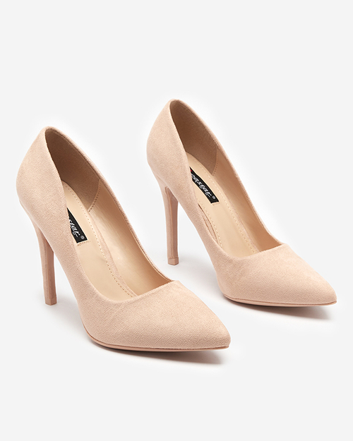 Бежеві жіночі туфлі з еко-замші на підборах Menitik