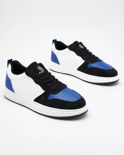 Royalfashion Černobílá sportovní obuv s kobaltovými vložkami Colorburst Classics