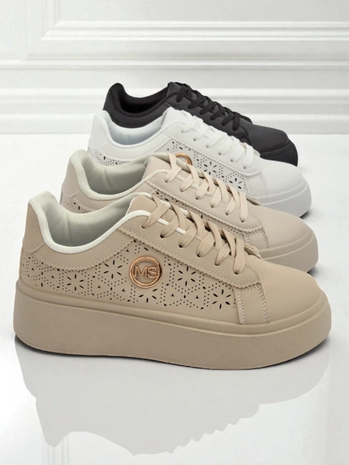 Жіночі снікерси платформа Callista Royalfashion ecru екологічна шкіра