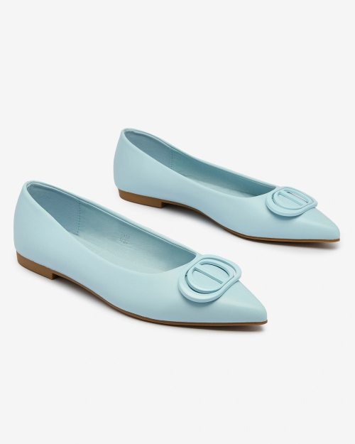 Сині жіночі балетки Royalfashion з гострим носком та прикрасою на носі Manixy