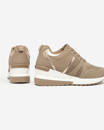 Royalfashion Бежево-коричневі жіночі спортивні кросівки на платформі Lacyrllia