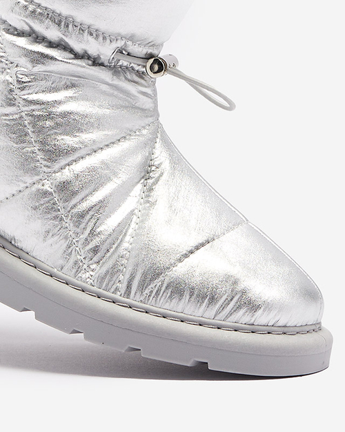 Сріблясті жіночі утеплені черевики а-ля снігоступи Kaliolen - Взуття