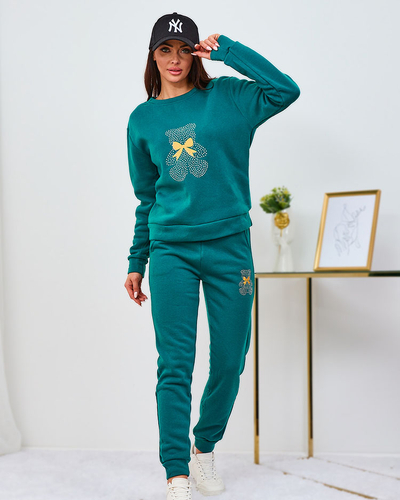 Royalfashion Зелений жіночий утеплений спортивний комплект з принтом