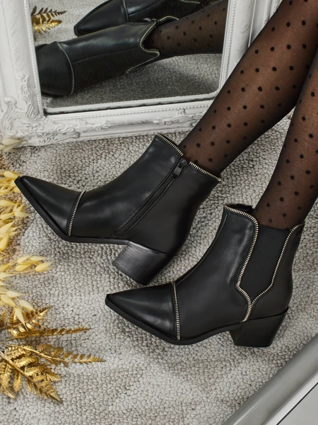 Dámské kotníkové boty z eko kůže na sloupkovém podpatku Omen Glade