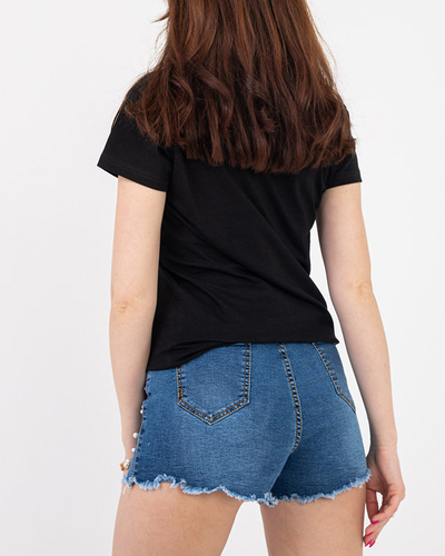 Černé dámské tričko s potiskem MISIA- Oblečení