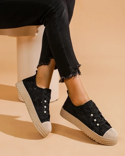 Royalfashion Жіночі кросівки з мереживом та паєтками Nille