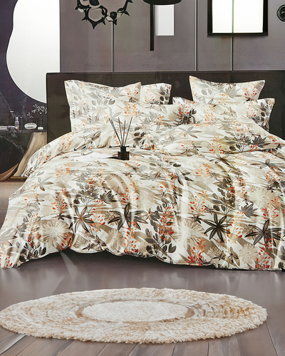 Біла бавовняна постільна білизна з квітковим принтом 160х200, комплект з 3-х частин