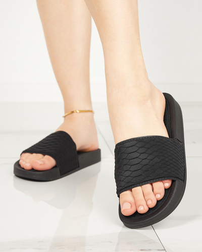 OUTLET Жіночі чорні тапочки з тисненням Galite - Взуття