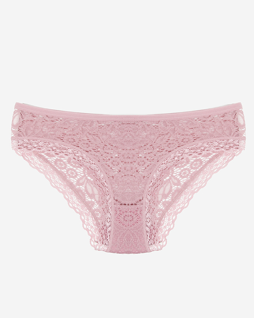 Темно-рожеві одноколірні мереживні трусики жіночі - Нижня білизна