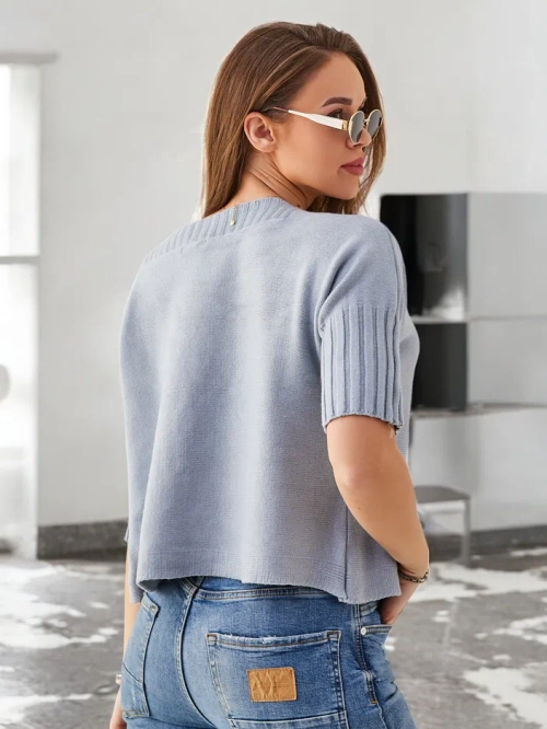 Royalfashion Жіночий в'язаний светр з віскози з короткими рукавами