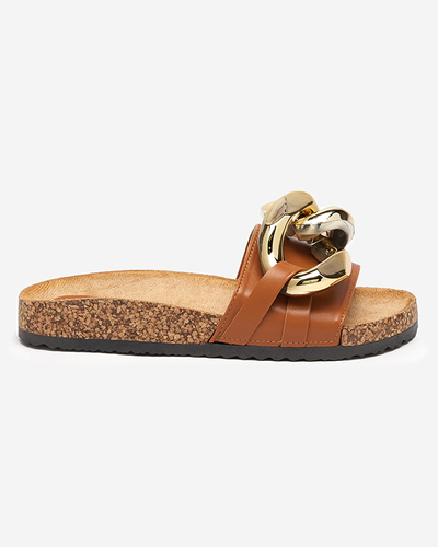 Dámské hnědé pantofle se zdobením Fixci- Footwear